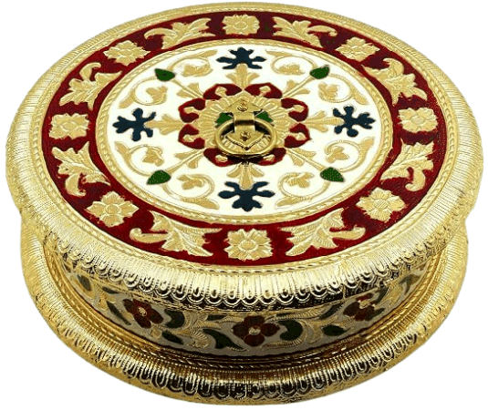 Round Dry Fruit and Mukhwas Box: Artistic-wooden-multicolour - Image 2