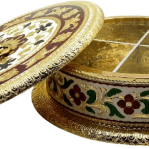 Round Dry Fruit and Mukhwas Box: Artistic-wooden-multicolour